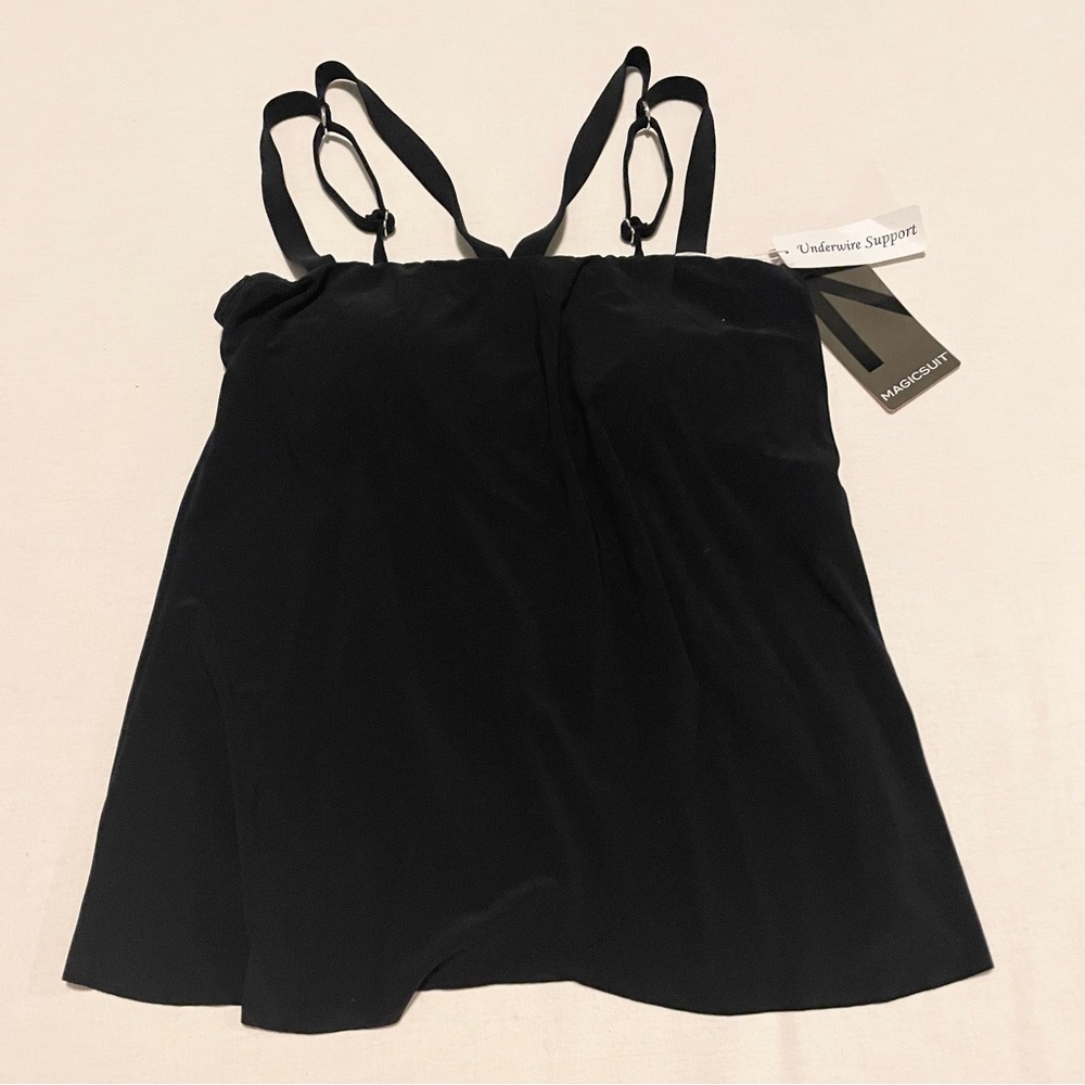 Magicsuit by Miraclesuit Black Michelle Draped Tankini Top Underwire 10
